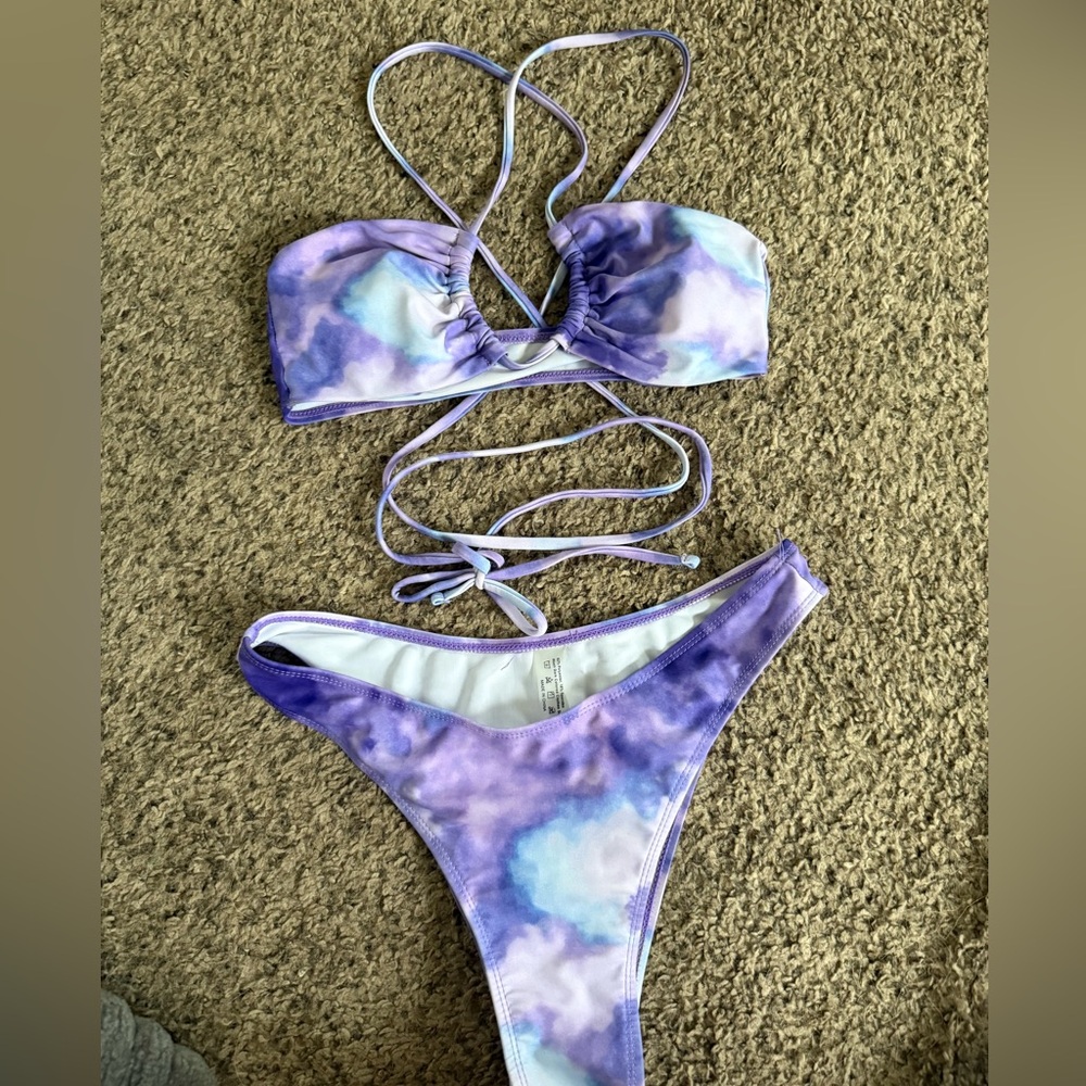 purple tie dye bikini